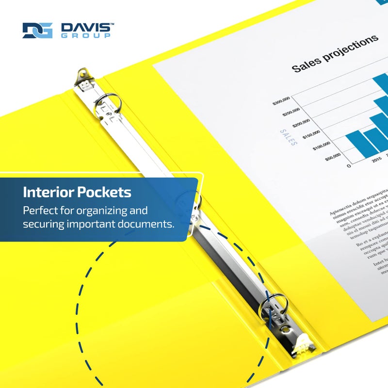 Davis Group Premium Economy 6-Pack 3-Ring Binders for School or Office, Round-Ring Binders, 1 Inch, Yellow - Image 5